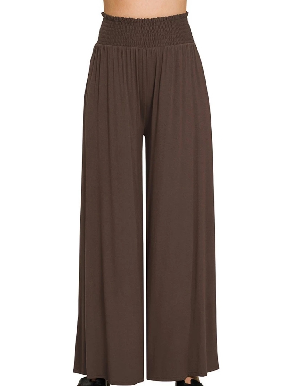 2 Piece Zenana Outfit Dark Brown Palazzo Pants and Teal Tank - Picture 7 of 9